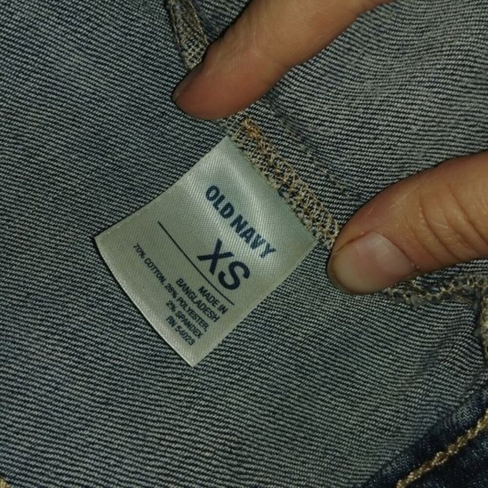 Old Navy Women's Size XS Rock Star Denim Jacket Medium Wash Blue Jean Button Up - Picture 6 of 8